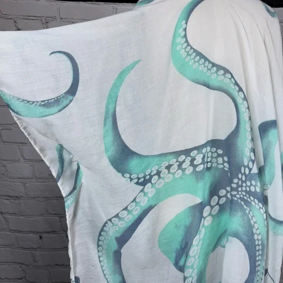 JC Just Classic Octopus Print Kimono Tassels Hem - Picture 5 of 10